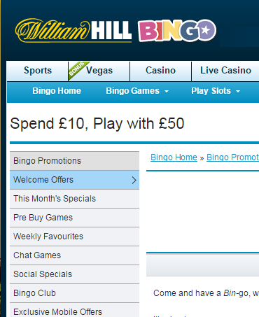 William Hill New Player Bingo Bonus